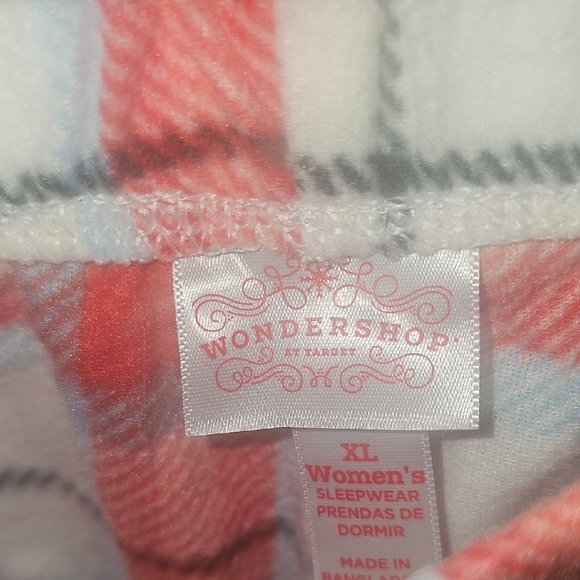 Wondershop NWT Women's Red and White Plaid Soft Fleece Pajama Pants Size Xlarge - Picture 4 of 8